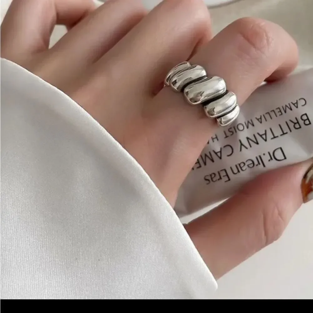 Bold Elegance: Adjustable Sterling Silver Statement Ring